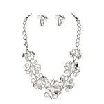 Bridal Crystal Wedding Jewelry Set Alloy Necklace Earrings Rhinestone Gold