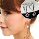 Women Plat Crystal Rhinestone Studs Earrings Hoop Jewelry Fashion