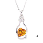 Drifting Bottle Heart Crystal  Pendants Necklace Classic Fine Jewelry